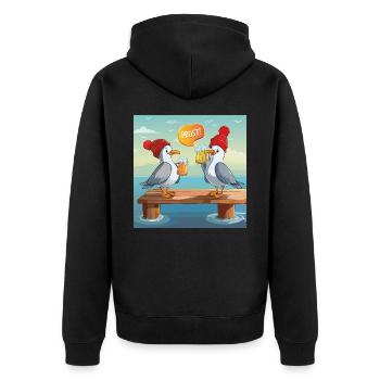 01 Zwei norddeutsche Möwen Meer Mass Bier Prost - Unisex Premium Bio Zip Hoodie - Schwarz - Hinten - Nico (187cm)