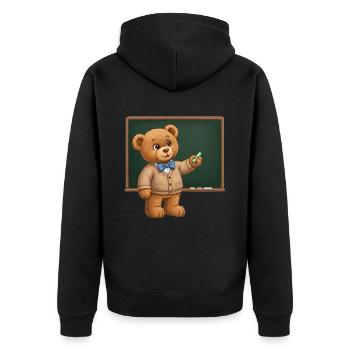 Teddy Bear Teacher - Unisex Premium Organic Zip Hoodie - black - Back - Nico (187cm)