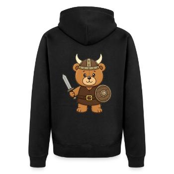 Teddy Bear Viking - Unisex Premium Organic Zip Hoodie - black - Back - Nico (187cm)