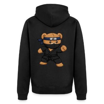 Teddy Bear Ninja - Unisex Premium Organic Zip Hoodie - black - Back - Nico (187cm)