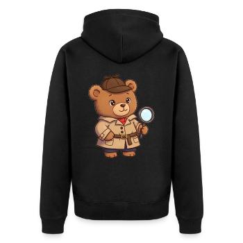 Teddy Bear Detective - Unisex Premium Organic Zip Hoodie - black - Back - Nico (187cm)