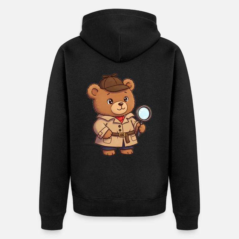Ours en peluche détective - Veste à capuche bio Premium Unisexe - noir
