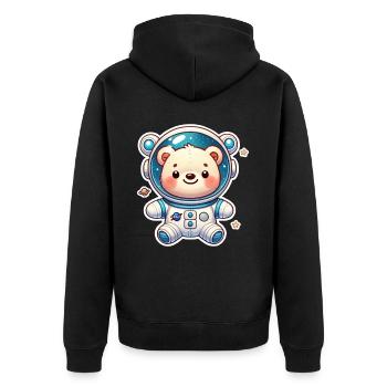 Teddy Bear Astronaut - Unisex Premium Organic Zip Hoodie - black - Back - Nico (187cm)