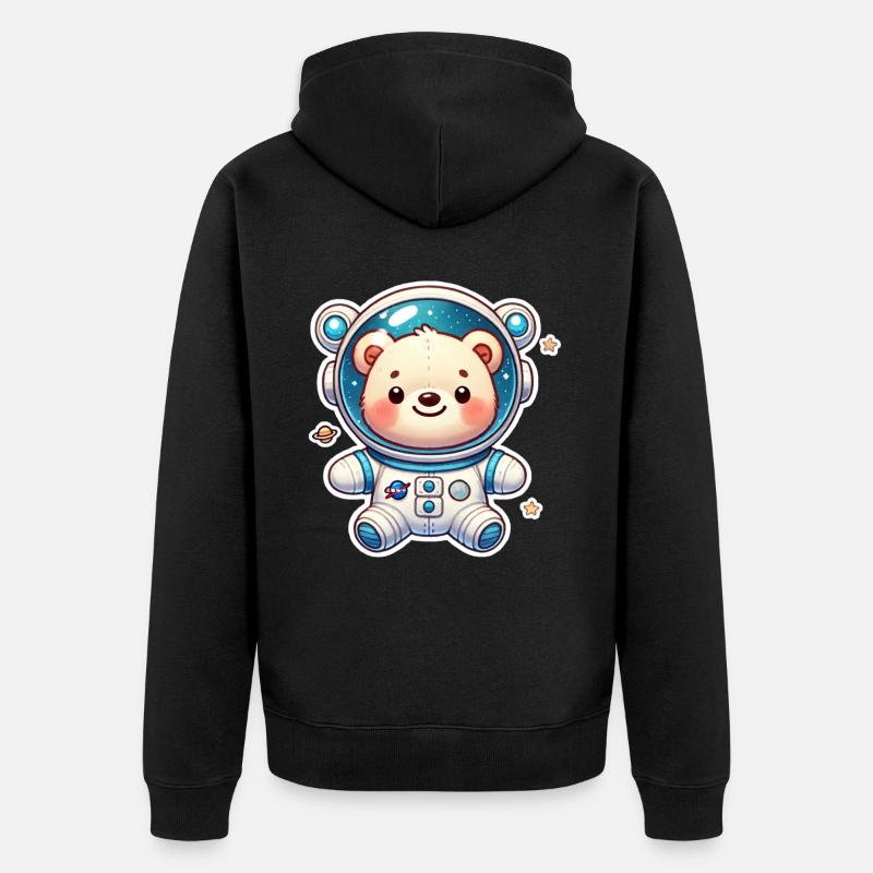 Teddybär Astronaut - Unisex Premium Bio Zip Hoodie - Schwarz