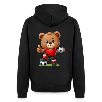 Teddy Bear Soccer Player - Unisex Premium Organic Zip Hoodie - black - Back - Nico (187cm)