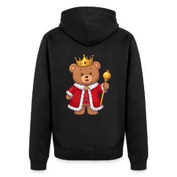 Teddy Bear King - Unisex Premium Organic Zip Hoodie - black - Back - Nico (187cm)