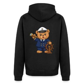 Teddy Bear Captain at Sea - Unisex Premium Organic Zip Hoodie - black - Back - Nico (187cm)