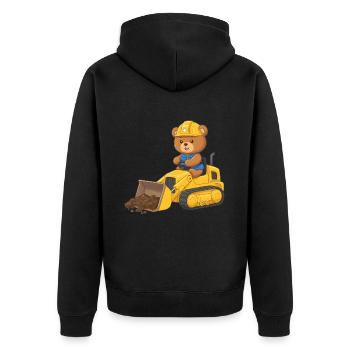 Teddy Bear Construction Worker - Unisex Premium Organic Zip Hoodie - black - Back - Nico (187cm)
