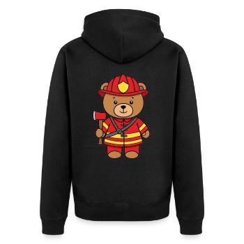 Teddy Bear Firefighter - Unisex Premium Organic Zip Hoodie - black - Back - Nico (187cm)