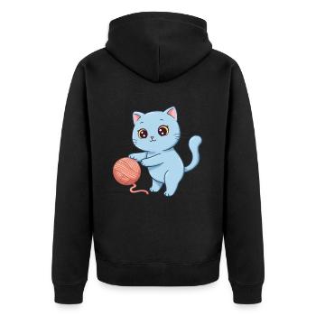 Tier Cartoon Kinderkatze - Unisex Premium Bio Zip Hoodie - Schwarz - Hinten - Nico (187cm)