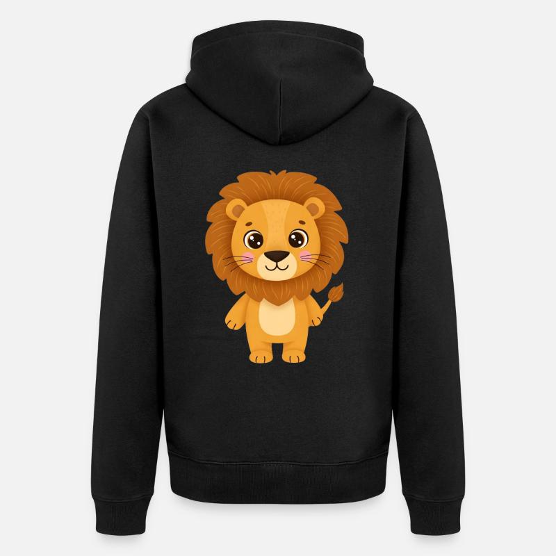 Dessin animé animalier Lion - Veste à capuche bio Premium Unisexe - noir