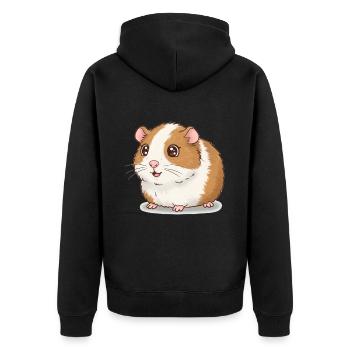 Tier Cartoon Meerschweinchen - Unisex Premium Bio Zip Hoodie - Schwarz - Hinten - Nico (187cm)