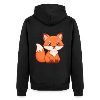 Tier Cartoon Fuchs - Unisex Premium Bio Zip Hoodie - Schwarz - Hinten - Nico (187cm)