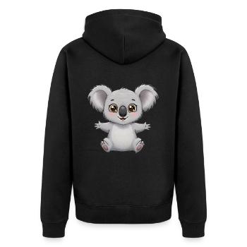 Tier Cartoon Koala - Unisex Premium Bio Zip Hoodie - Schwarz - Hinten - Nico (187cm)