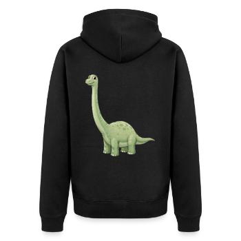Dino Cartoon Brachiosaurus - Unisex Premium Bio Zip Hoodie - Schwarz - Hinten - Nico (187cm)