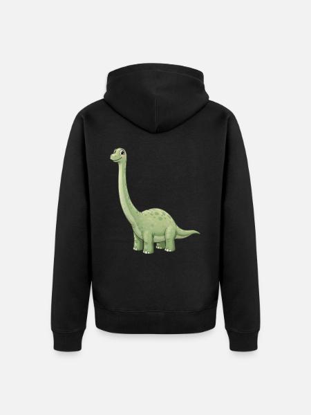 Dino Cartoon Brachiosaurus - Unisex Premium Organic Zip Hoodie - black