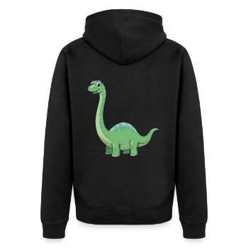 Dino Cartoon Diplodocus - Unisex Premium Bio Zip Hoodie - Schwarz - Hinten - Nico (187cm)
