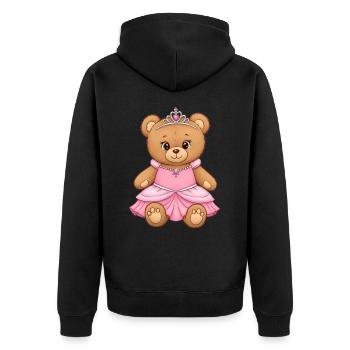 Teddybär Prinzessin - Unisex Premium Bio Zip Hoodie - Schwarz - Hinten - Nico (187cm)