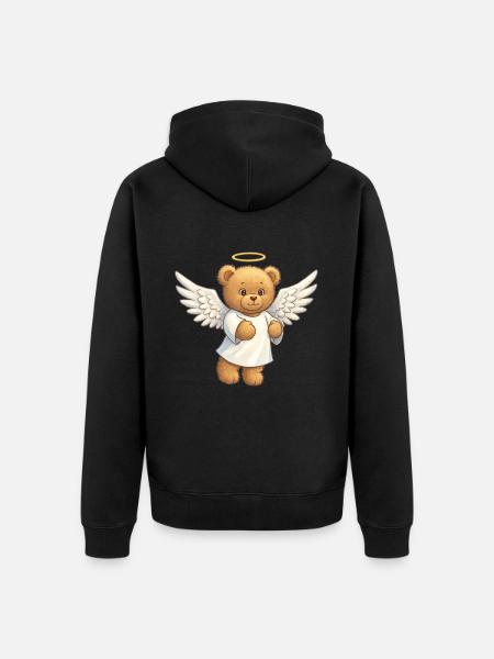 Teddybär Engel - Unisex Premium Bio Zip Hoodie - Schwarz