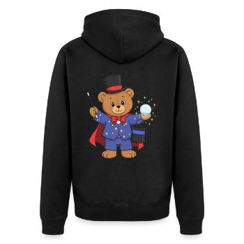 Teddybär Zauberer - Unisex Premium Bio Zip Hoodie - Schwarz - Hinten - Nico (187cm)