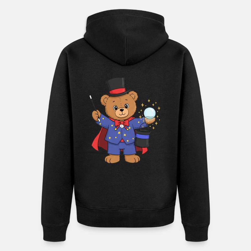 Ours en peluche sorcier - Veste à capuche bio Premium Unisexe - noir