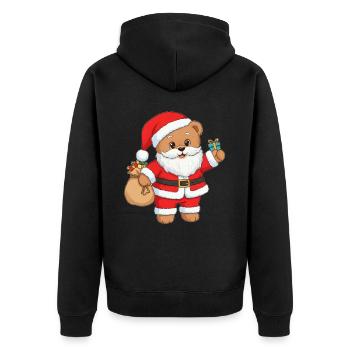Teddy Bear Santa Claus - Unisex Premium Organic Zip Hoodie - black - Back - Nico (187cm)