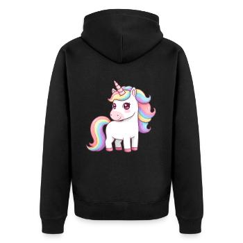 Licorne de dessin animé animalier - Veste à capuche bio Premium Unisexe - noir - Dos - Nico (187cm)