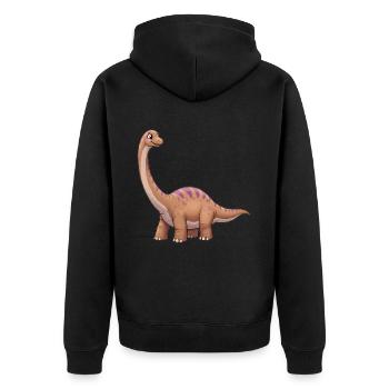 Dino Cartoon Apatosaurus - Unisex Premium Bio Zip Hoodie - Schwarz - Hinten - Nico (187cm)
