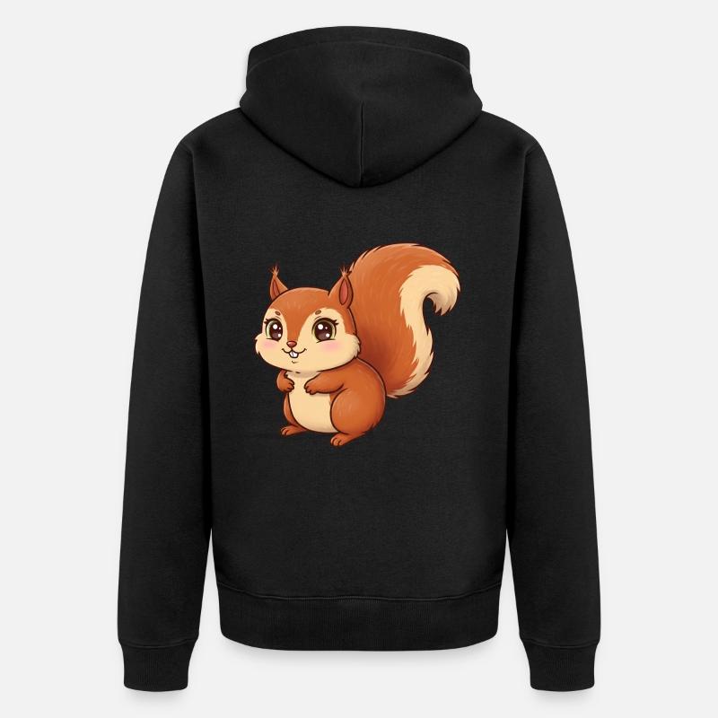 Tier Cartoon Eichhörnchen - Unisex Premium Bio Zip Hoodie - Schwarz