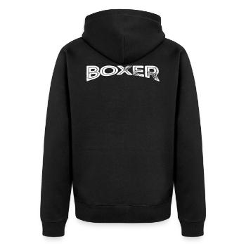 Boxer | Kampfsport Boxen Liebe Box Geschenk - Unisex Premium Bio Zip Hoodie - Schwarz - Hinten - Nico (187cm)