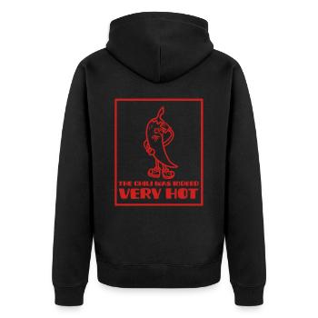 Cartoon red chilli that is very hot - Unisex Premium Organic Zip Hoodie - black - Back - Nico (187cm)