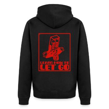 Learn to let go with humor - Unisex Premium Organic Zip Hoodie - black - Back - Nico (187cm)