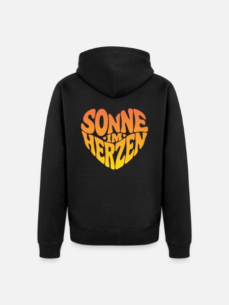 Sonne im Herzen - Unisex Premium Bio Zip Hoodie - Schwarz