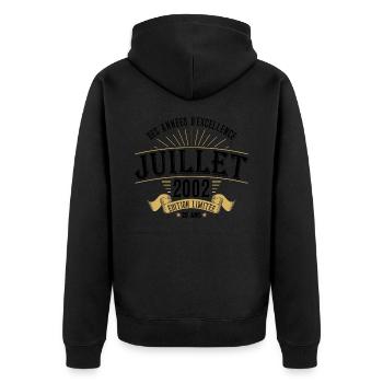 20 Ans Anniversaire Vintage Né(e) en Juillet 2002 - Veste à capuche bio Premium Unisexe - noir - Dos - Nico (187cm)