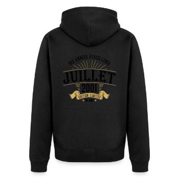 21 Ans Anniversaire Vintage Né(e) en Juillet 2001 - Veste à capuche bio Premium Unisexe - noir - Dos - Nico (187cm)