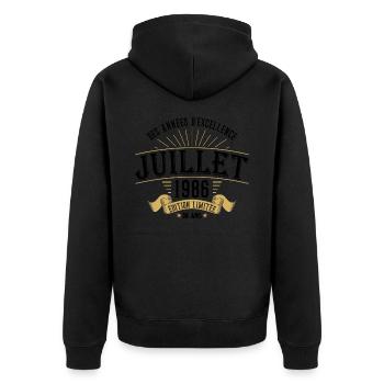 36 Ans Anniversaire Vintage Né(e) en Juillet 1986 - Veste à capuche bio Premium Unisexe - noir - Dos - Nico (187cm)