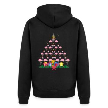 Flamant rose Noël. Cadeau de Noël - Veste à capuche bio Premium Unisexe - noir - Dos - Nico (187cm)