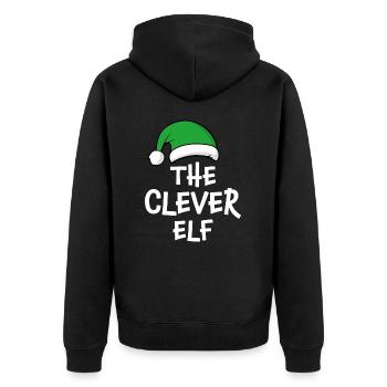The Clever Elf - Unisex Premium Organic Zip Hoodie - black - Back - Nico (187cm)