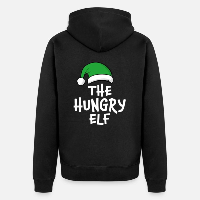 Der hungrige Elf - Unisex Premium Bio Zip Hoodie - Schwarz