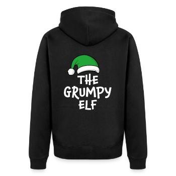 The Grumpy Elf - Unisex Premium Organic Zip Hoodie - black - Back - Nico (187cm)