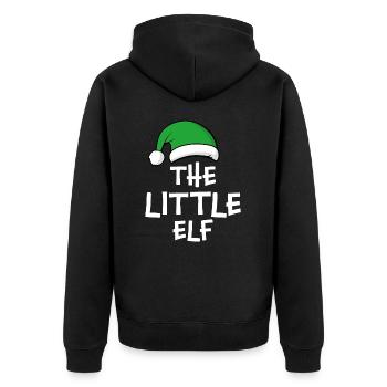 The Little Elf - Unisex Premium Organic Zip Hoodie - black - Back - Nico (187cm)