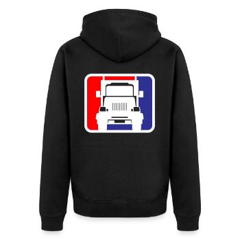 LKW Truck Lastkraftwagen Logo | Farben änderbar - Unisex Premium Bio Zip Hoodie - Schwarz - Hinten - Nico (187cm)