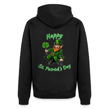 Happy Saint Patrick's Day - Unisex Premium Organic Zip Hoodie - black - Back - Nico (187cm)