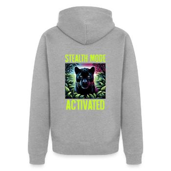 Stealth Mode Activated Panther Jungle Animal Lover - Unisex Premium Organic Zip Hoodie - heather grey - Back - Nico (187cm)