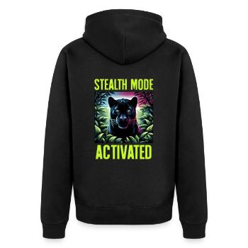 Stealth Mode Activated Panther Jungle Animal Lover - Unisex Premium Organic Zip Hoodie - black - Back - Nico (187cm)