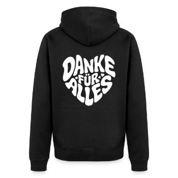 Danke für alles - Unisex Premium Bio Zip Hoodie - Schwarz - Hinten - Nico (187cm)