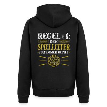 Role Playing D20 Pen Paper Spielleiter RPG - Unisex Premium Bio Zip Hoodie - Schwarz - Hinten - Nico (187cm)