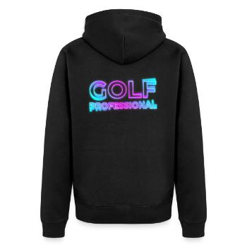GOLF PROFESSIONNEL PRO NEON RETRO 90s 80s PROETTE MOTIFS - Veste à capuche bio Premium Unisexe - noir - Dos - Nico (187cm)