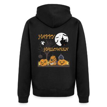 Halloween Creepy Pumpkin, T-Shirt de chauve-souris - Veste à capuche bio Premium Unisexe - noir - Dos - Nico (187cm)