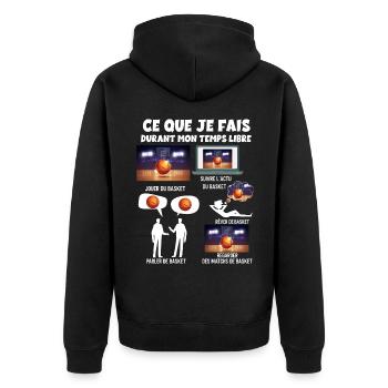 Basket Temps Libre Citation Basketball Basketteur - Veste à capuche bio Premium Unisexe - noir - Dos - Nico (187cm)